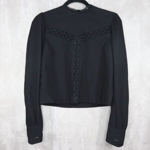 Wilfred Blouse Womens‎ Size Small Black Mock Neck Balloon Sleeve Lace Office